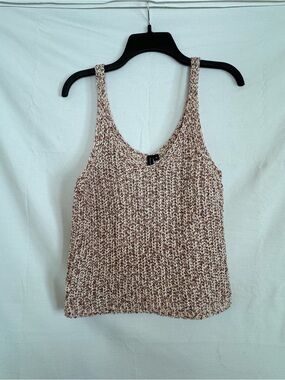 moon & madison Burgundy and Cream Marled Knit Tank